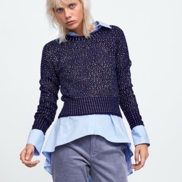 Zara pretty iridescent stone sparkly sweater - Picture 2 of 6